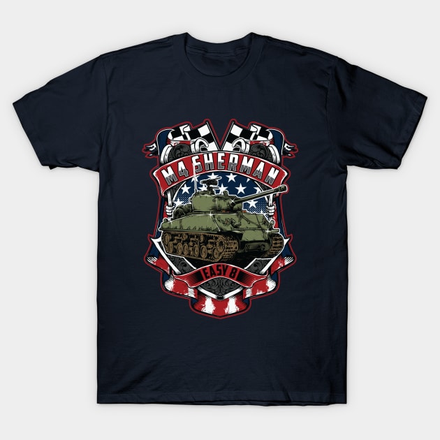 M 4 Sherman American T-Shirt by Mako Design 